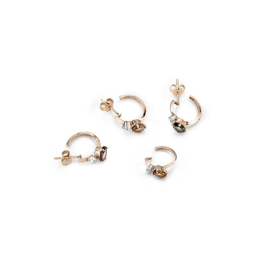 'Balance' hoop earrings set with tourmalines BALANCE | SET 3 OR CER BRILLAU9R TORM CT 0,06
